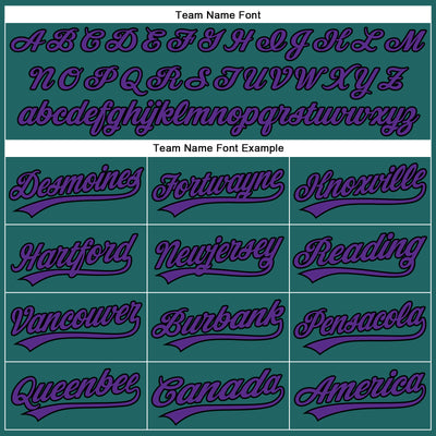 Custom Teal Purple Pinstripe Black Authentic Baseball Jersey