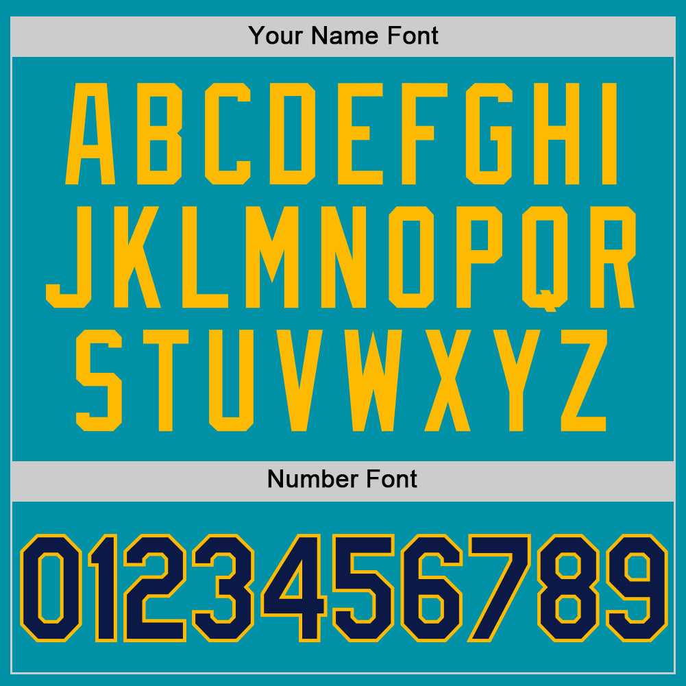 Custom Teal Navy-Gold Authentic Throwback Baseball Jersey