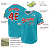 Custom Teal Red-White Authentic Throwback Baseball Jersey