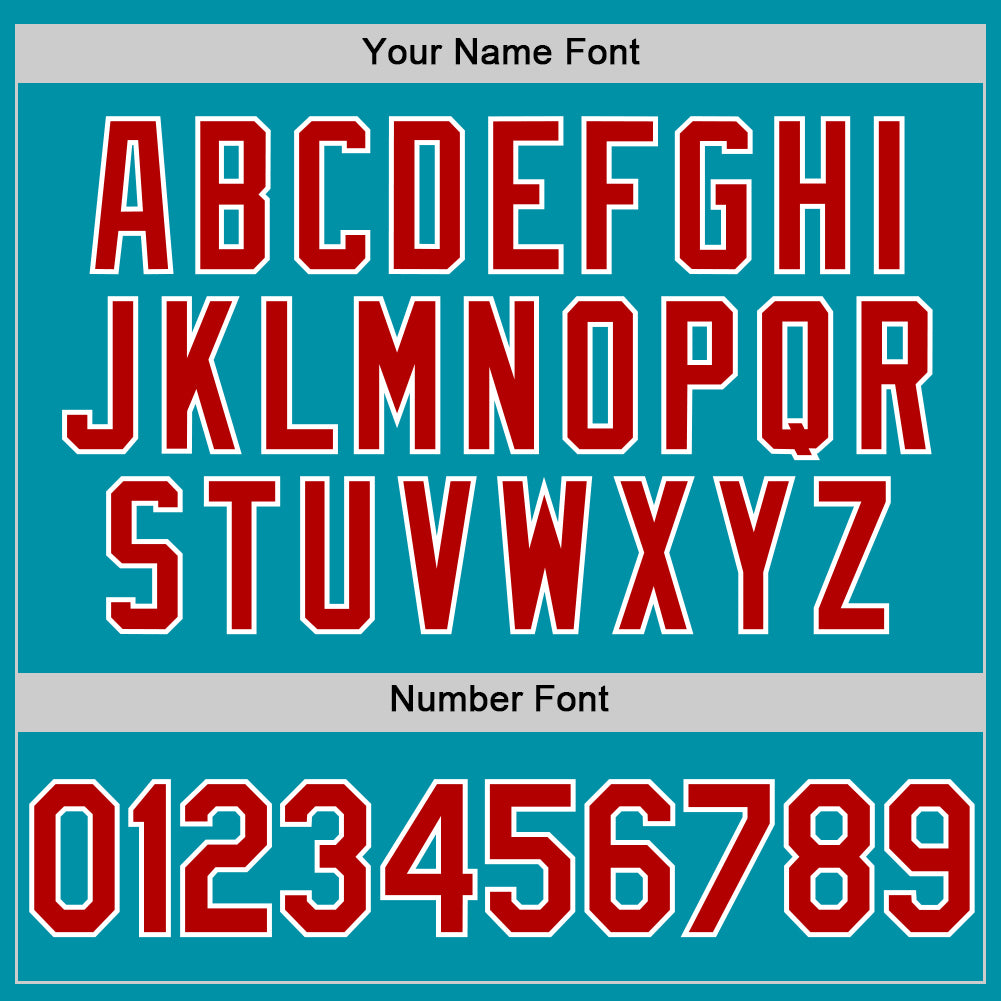 Custom Teal Red-White Authentic Throwback Baseball Jersey