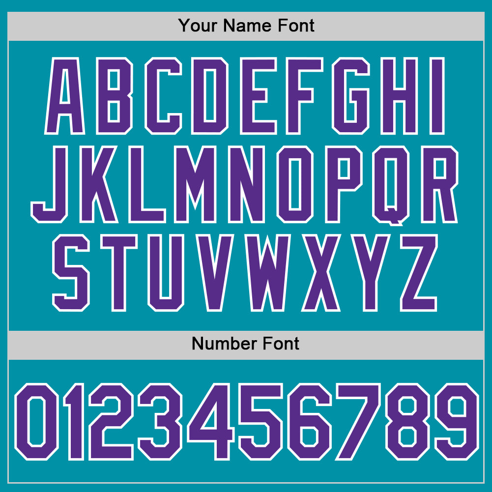 Custom Teal Purple-White Authentic Throwback Baseball Jersey