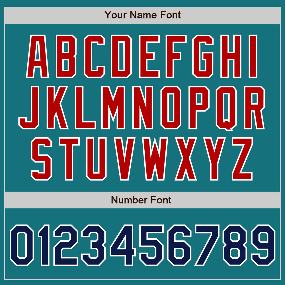 Custom Teal Navy-Red Authentic Baseball Jersey