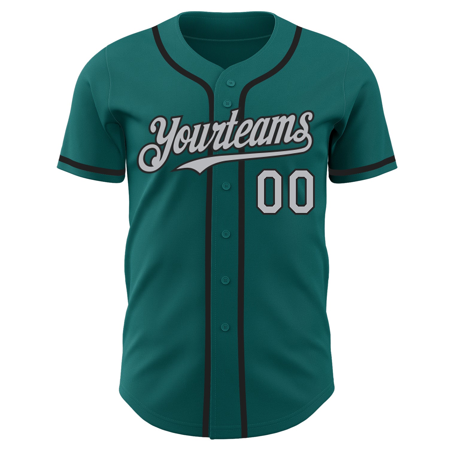 Custom Teal Gray-Black Authentic Baseball Jersey