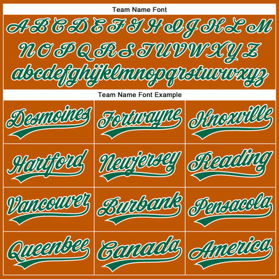 Custom Texas Orange Kelly Green-White Authentic Baseball Jersey