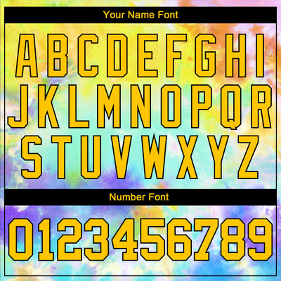 Custom Tie Dye Gold-Purple 3D Authentic Baseball Jersey