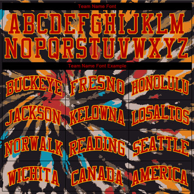 Custom Tie Dye Red-Gold 3D Authentic Baseball Jersey