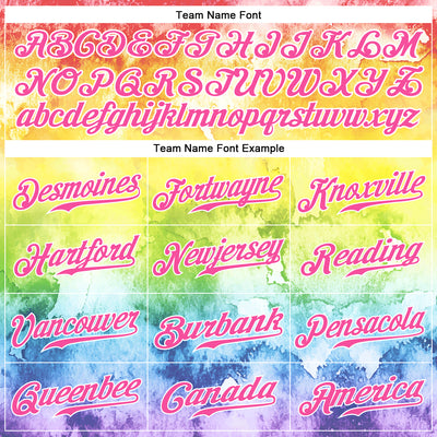 Custom Tie Dye Light Blue-Pink 3D Rainbow Authentic Baseball Jersey