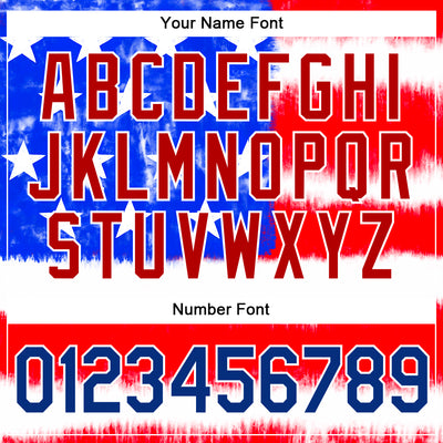 Custom Tie Dye Royal-Red 3D American Flag Authentic Baseball Jersey