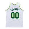 Custom White Hunter Green-Neon Green Authentic Throwback Basketball Jersey