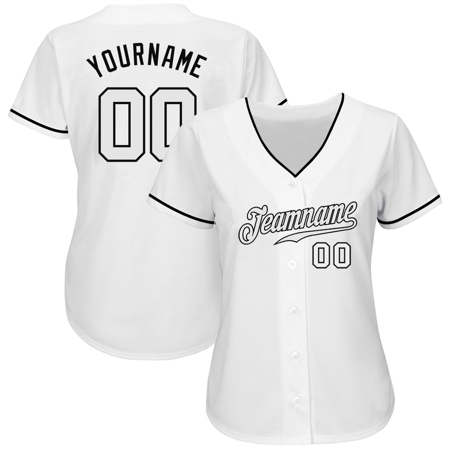 Custom White White-Black Authentic Baseball Jersey