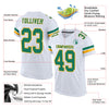 Custom White Kelly Green-Gold Mesh Authentic Football Jersey