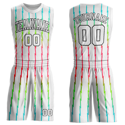 Custom White White-Red Round Neck Sublimation Basketball Suit Jersey