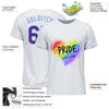 Custom White Purple-Light Blue Rainbow Colored Heart For Pride Love Is Love LGBT Performance T-Shirt
