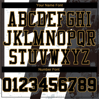Custom White Black-Old Gold Round Neck Sublimation Basketball Suit Jersey