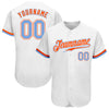 Custom White Powder Blue-Orange Authentic Baseball Jersey