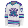 Custom White Purple-Teal Hockey Jersey