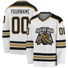 Custom White Black-Old Gold Hockey Jersey