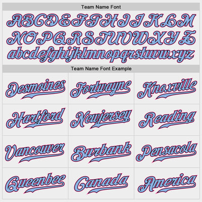 Custom White Light Blue Black-Pink Authentic Baseball Jersey