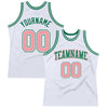 Custom White Medium Pink-Kelly Green Authentic Throwback Basketball Jersey