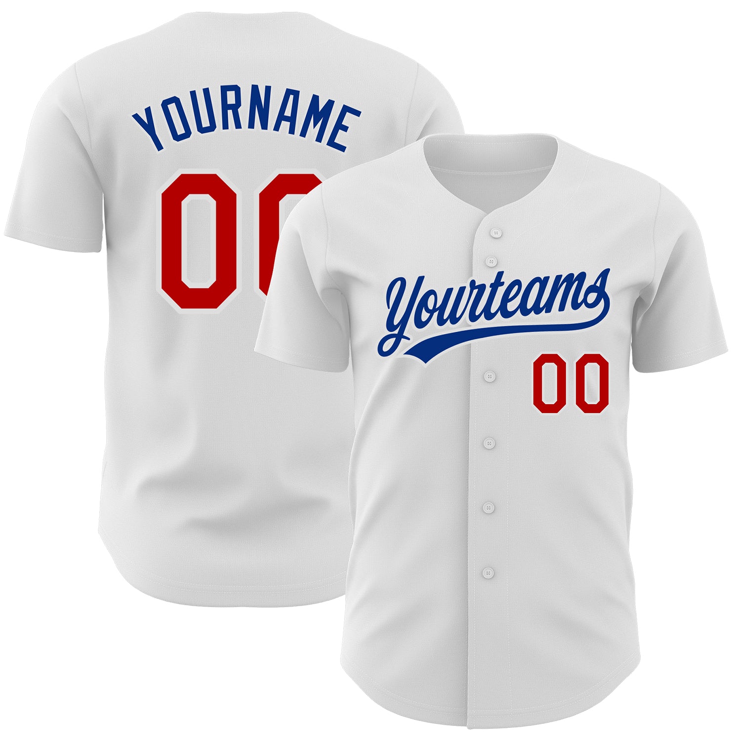 Custom Baseball Jersey White Red-Royal Authentic Men's Size:3XL