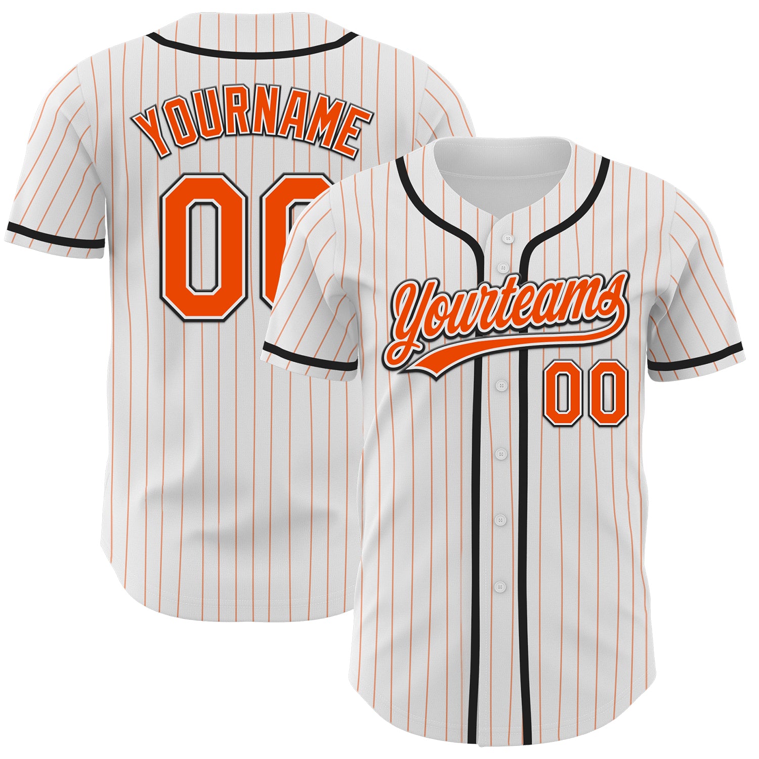 Custom White Orange Pinstripe Black-Orange Authentic Raglan Sleeves  Baseball Jersey