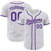 Custom White Purple Pinstripe Purple-Gray Authentic Baseball Jersey