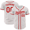 Custom White Red Pinstripe Red Authentic Baseball Jersey