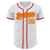 Custom White Gold-Red Authentic Baseball Jersey