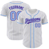 Custom White Purple Pinstripe Light Blue Authentic Baseball Jersey