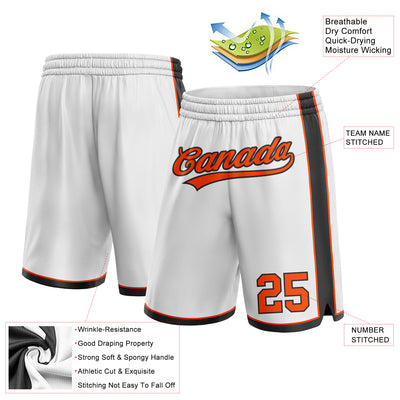 Custom White Orange-Black Authentic Basketball Shorts