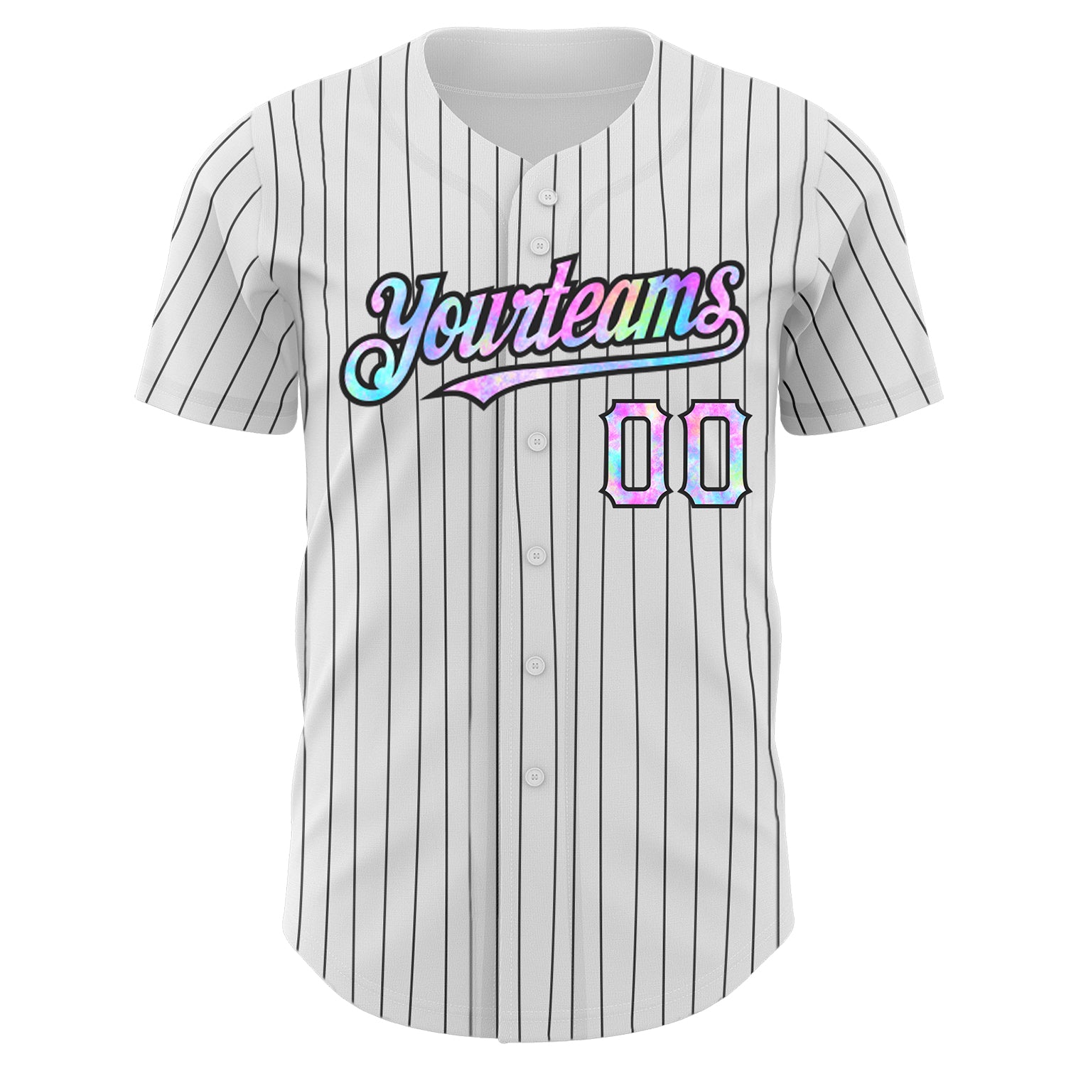 Custom White Black Pinstripe Tie Dye Authentic Baseball Jersey