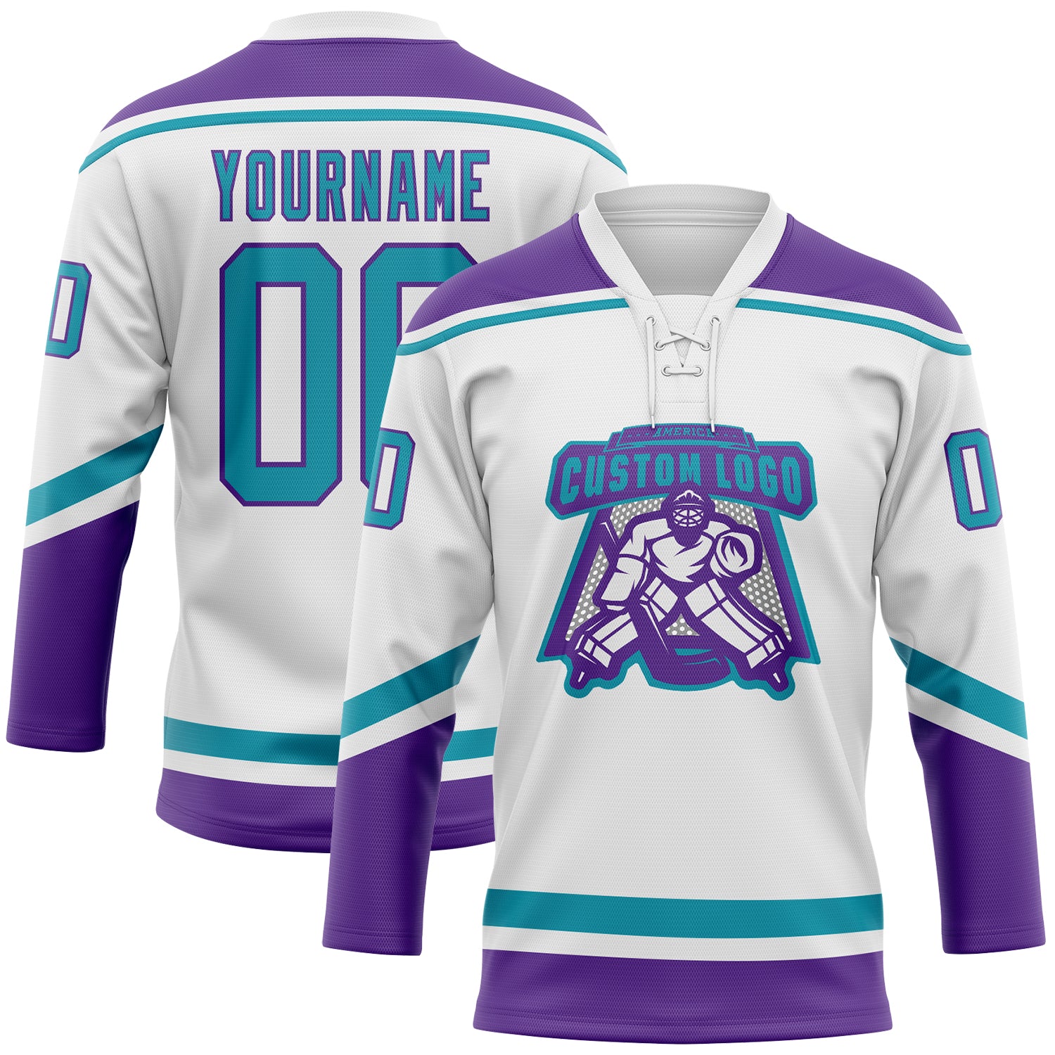 Custom Purple Teal-White Hockey Jersey Discount