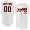 Custom White Black Pinstripe Orange Authentic Sleeveless Baseball Jersey