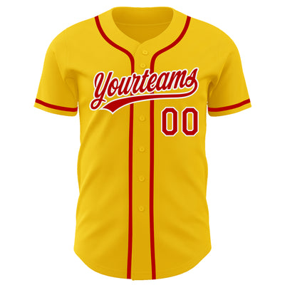 Custom Yellow Red-White Authentic Baseball Jersey