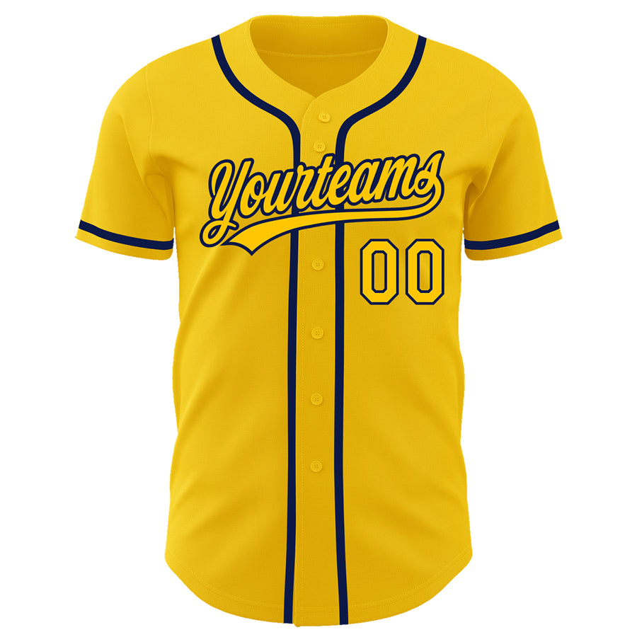 Custom Yellow Navy Authentic Baseball Jersey