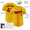 Custom Yellow Navy Pinstripe Red Authentic Baseball Jersey