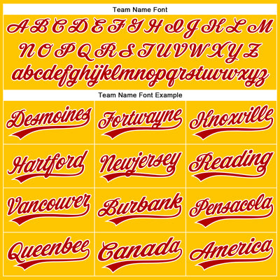 Custom Yellow Black Pinstripe Red-White Authentic Baseball Jersey