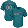 Custom Aqua Gray-Navy Authentic Throwback Rib-Knit Baseball Jersey Shirt