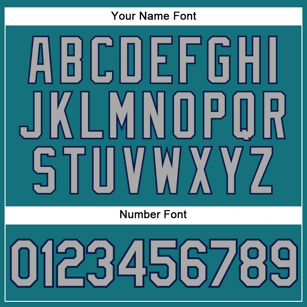 Custom Teal White Pinstripe Gray-Navy Authentic Baseball Jersey