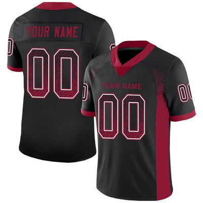 Custom Black Cardinal-White Drift Fashion Football Jersey