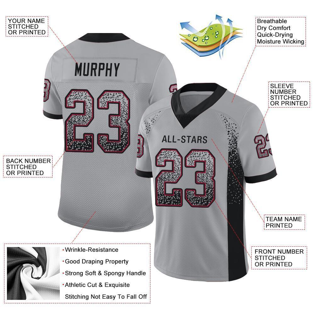 Custom Light Gray Black-Cardinal Drift Fashion Football Jersey