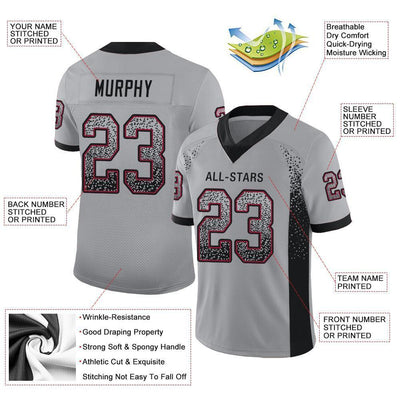 Custom Light Gray Black-Cardinal Drift Fashion Football Jersey