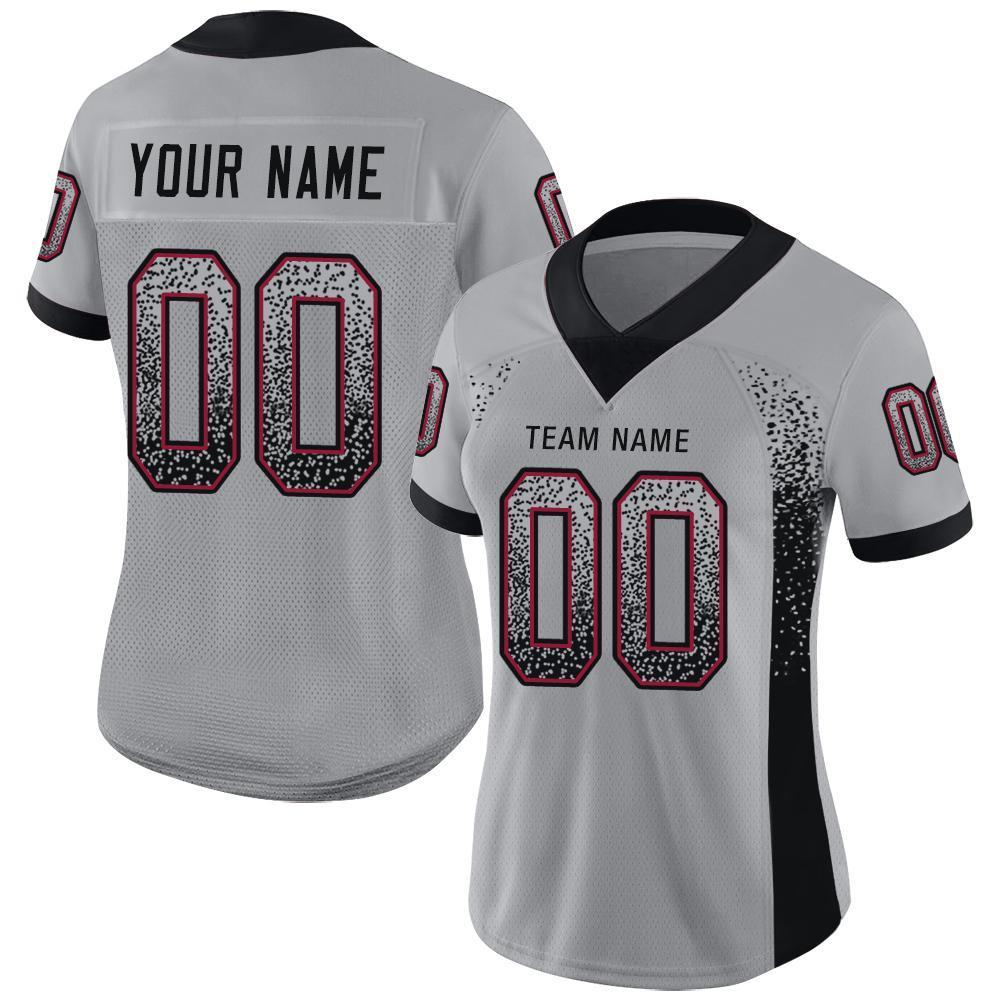 Custom Light Gray Black-Cardinal Drift Fashion Football Jersey