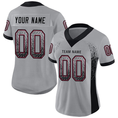 Custom Light Gray Black-Cardinal Drift Fashion Football Jersey