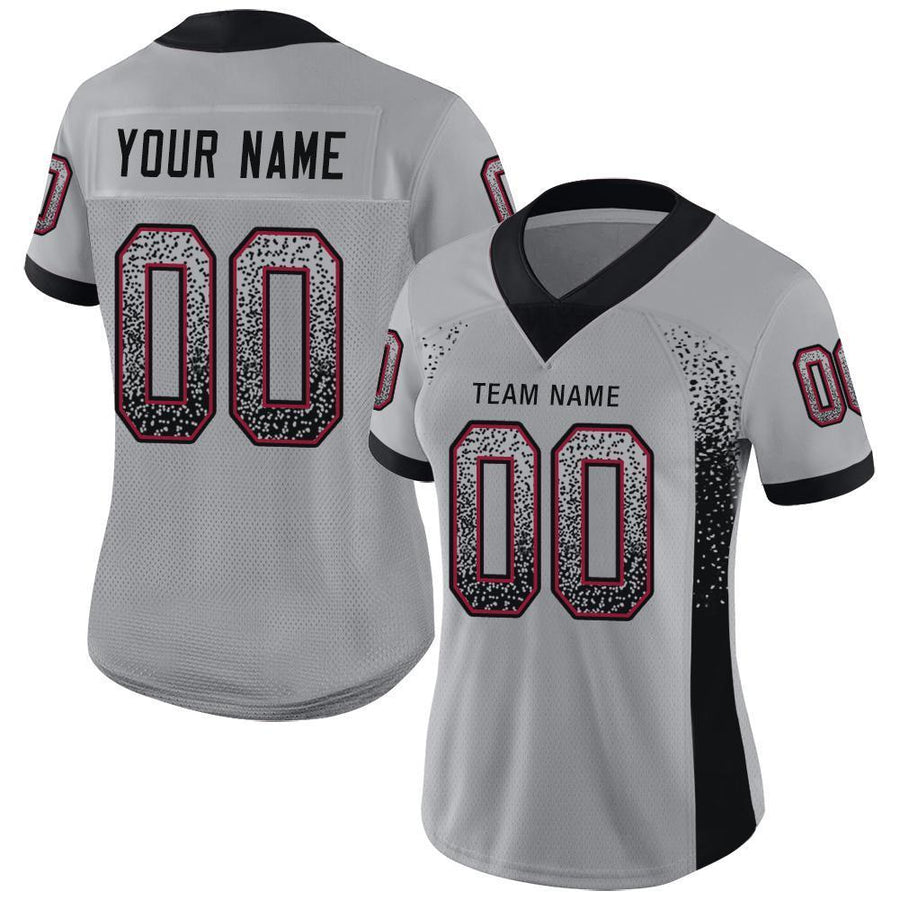Custom Light Gray Black-Cardinal Drift Fashion Football Jersey