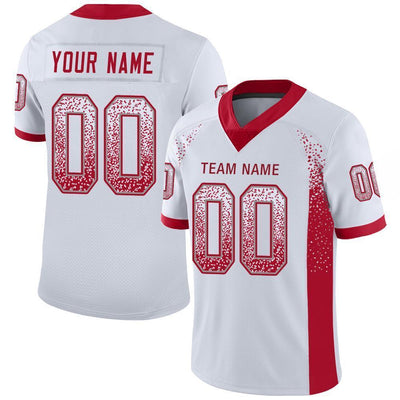 Custom White Red-Gray Drift Fashion Football Jersey