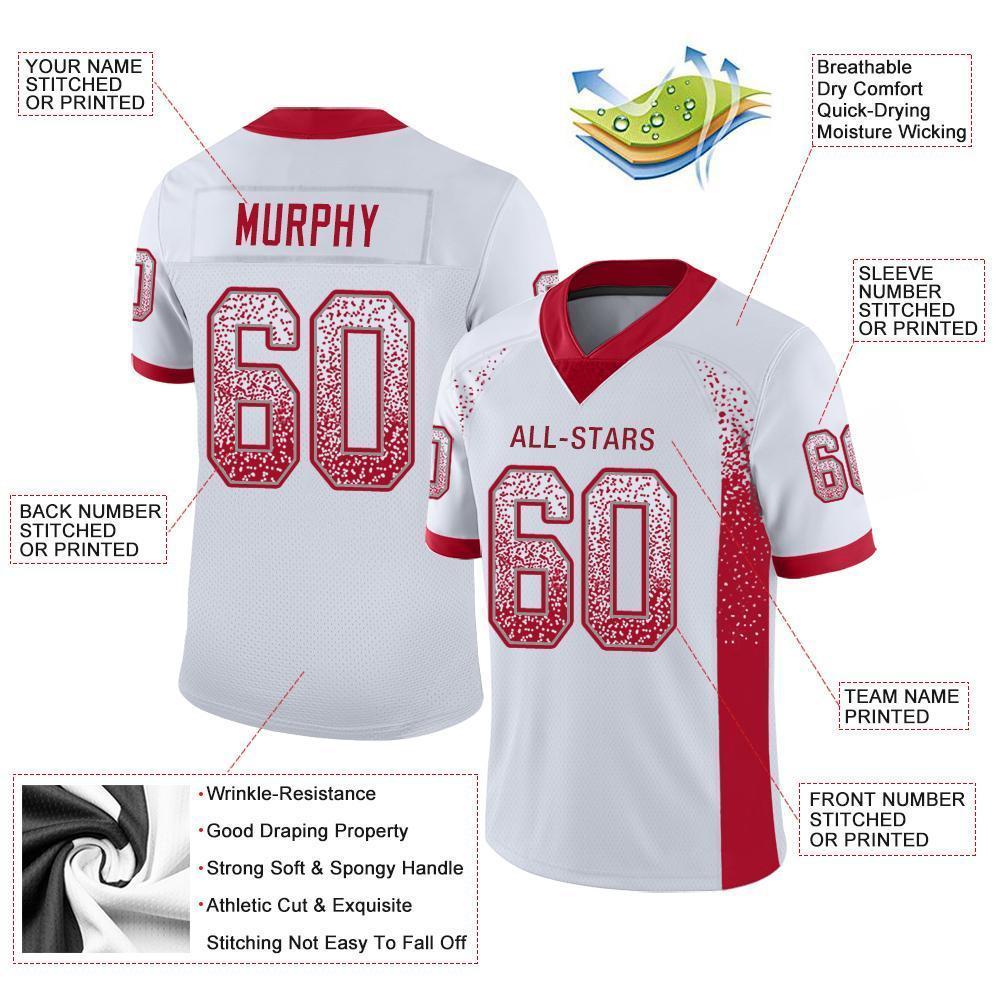 Custom White Red-Gray Drift Fashion Football Jersey