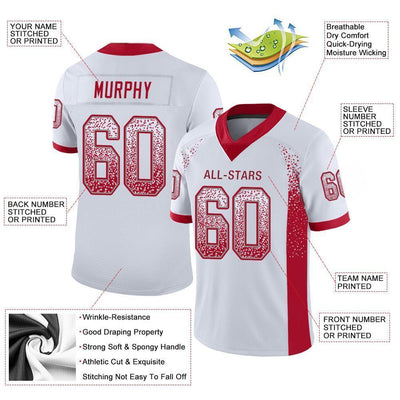 Custom White Red-Gray Drift Fashion Football Jersey