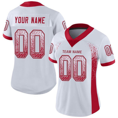 Custom White Red-Gray Mesh Drift Fashion Football Jersey