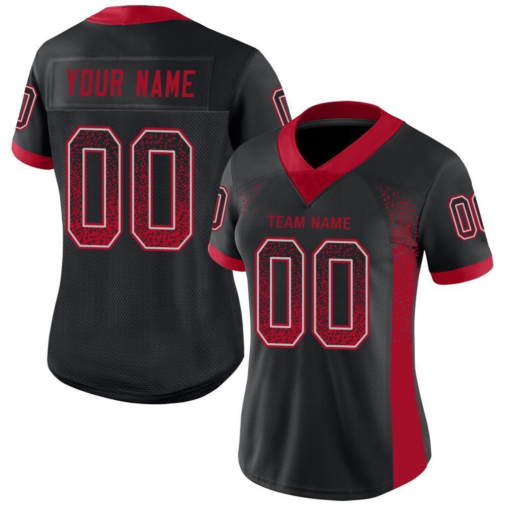 Custom Black Red-Gray Drift Fashion Football Jersey